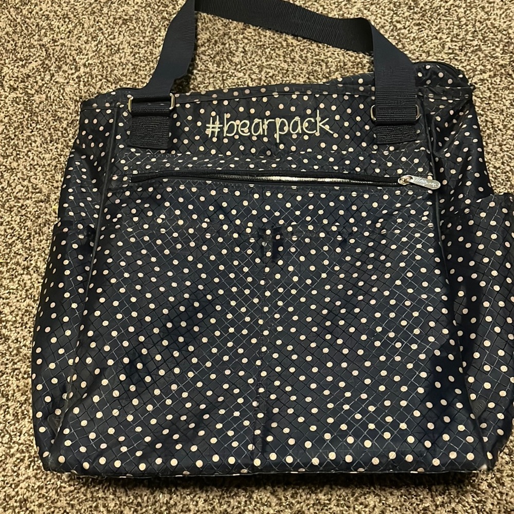 Thirty-one take two navy dot tote bag converts to backpack